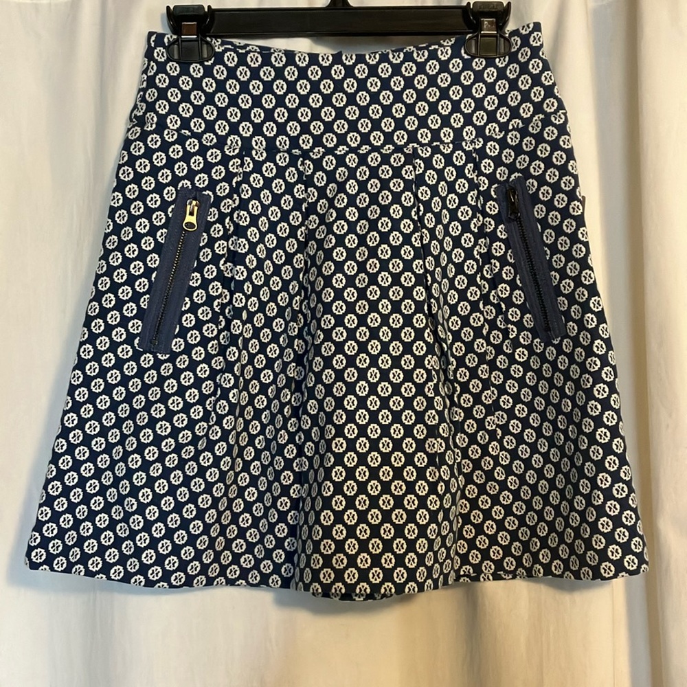 Anthropology Maeve size 2 blue and cream A line mini skirt
